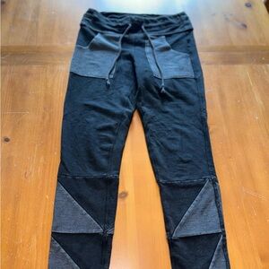 Free People Movement Kyoto Athletic Joggers M Washed Black Patchwork Comfy Edgy